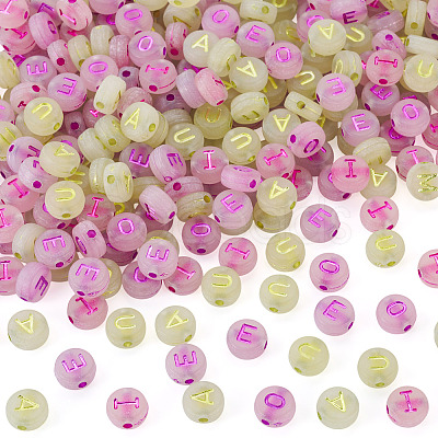 500Pcs 5 Styles Luminous Frosted Acrylic Beads FACR-TA0001-11-1