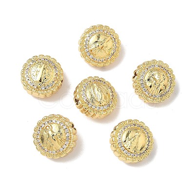 Brass Micro Pave Cubic Zirconia Beads KK-Q068-44G-1