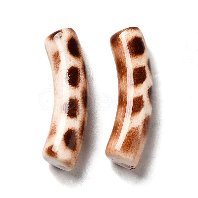 Spray Painted Leopard Print Opaque Acrylic Beads X-OACR-L013-036-1