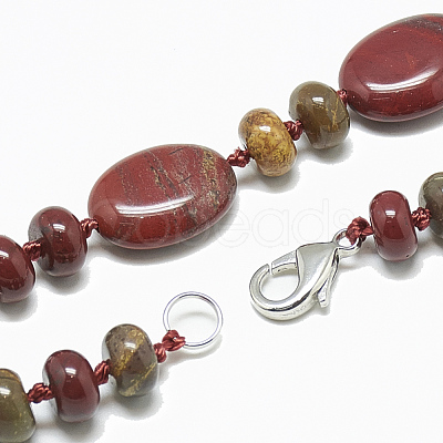 Natural Red Rainbow Jasper Beaded Necklaces NJEW-S394-20-1
