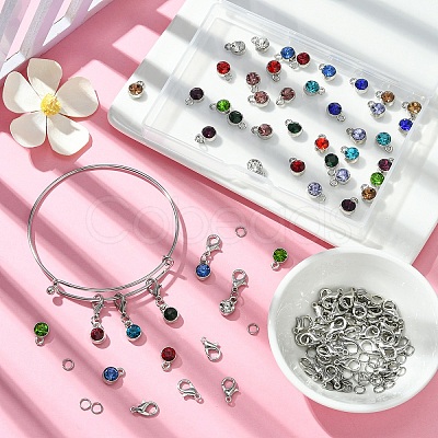 DIY 304 Stainless Steel Expandable Bangle with Charms Making Kit DIY-YW0008-68-1