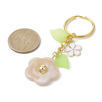 Flower Acrylic Imitation Gemstone Pendant Keychain KEYC-JKC00692-03-1