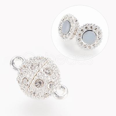 Alloy Rhinestone Magnetic Clasps with Loops RB-H116-2-S-1
