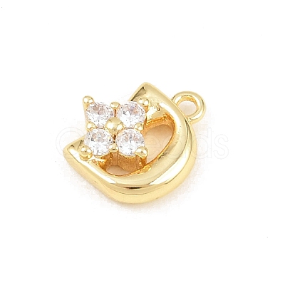 Brass Micro Pave Clear Cubic Zirconia Charms KK-Z151-18G-D-1
