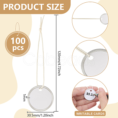 100Pcs Blank Round Paper Price Tags AJEW-BC0010-88B-1