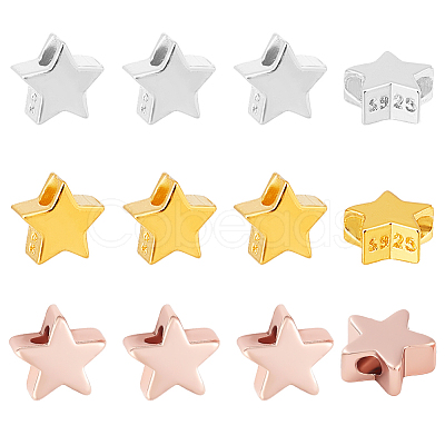 12Pcs 3 Colors 925 Sterling Silver Beads STER-PH0002-09-1