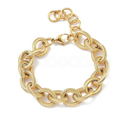 304 Stainless Steel Twisted Oval Link Chain Bracelets for Women BJEW-F533-02D-G-1