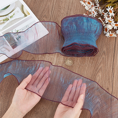 10 Yards Mermaid Color Polyester Pleated Lace Trim Ribbon DIY-WH0419-43C-1
