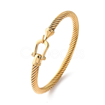 Twisted 304 Stainless Steel Bangles for Women BJEW-P352-01G-1