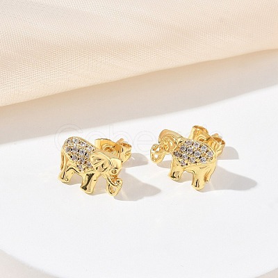 Brass & Crystal Rhinestone Stud Earrings for Women EJEW-G464-04G-02-1