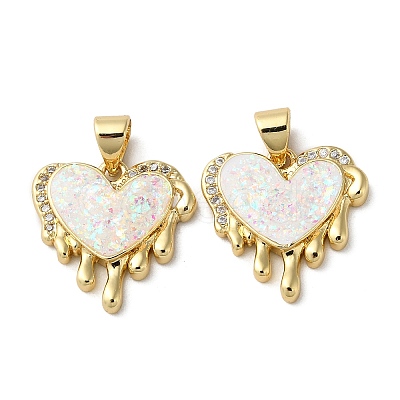 Brass Micro Pave Cubic Zirconia Pendants KK-D057-13G-1