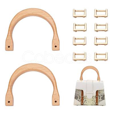 2Pcs Wooden U-shaped Bag Handles FIND-WR0008-22-1
