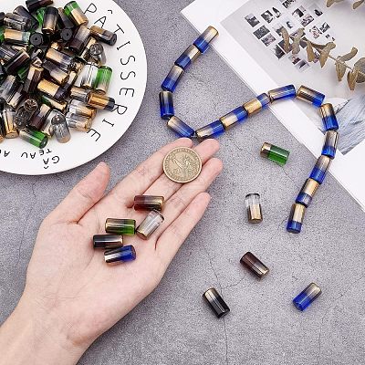 5 Strands 5 Colors Half Electroplate Glass Beads EGLA-NB0001-18-1