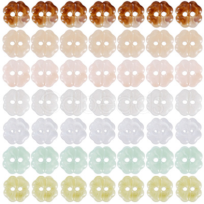 70Pcs 7 Colors Resin Buttons BUTT-TA0001-42-1