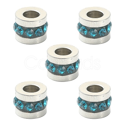 201 Stainless Steel Polymer Clay Rhinestone Inlaid Beads RB-YW0001-11D-1