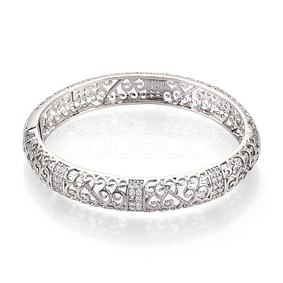 Brass Micro Pave Clear Cubic Zirconia Bracelets BJEW-N035-07P-1