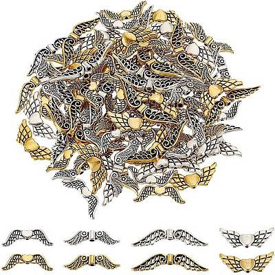 128Pcs 8 Styles Tibetan Style Alloy Beads TIBEB-FG0001-02-1