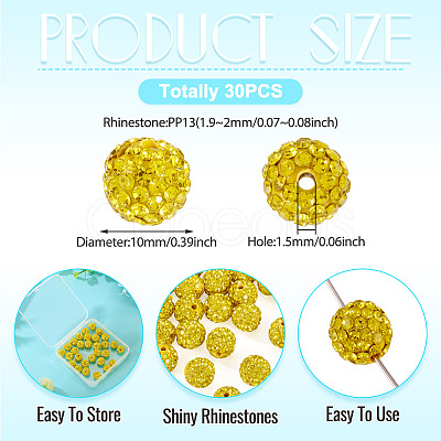 30Pcs Pave Disco Ball Beads RB-TA0001-27A-1