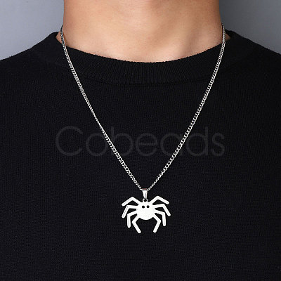 Non-Tarnish 201 Stainless Steel Pendant Necklaces for Man NJEW-Q336-02I-P-1