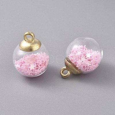 Glass Ball Pendants GLAA-WH0015-26C-1