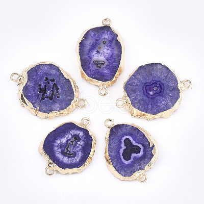Electroplate Natural Druzy Agate Links connectors G-T112-07D-1