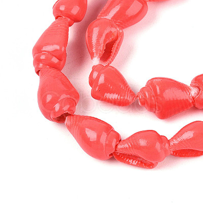 Spray Painted Natural Spiral Shell Beads Strands BSHE-G039-08F-1