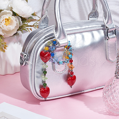 1Pc Alloy & Resin Heart Bag Charms FIND-UN0010-34B-1