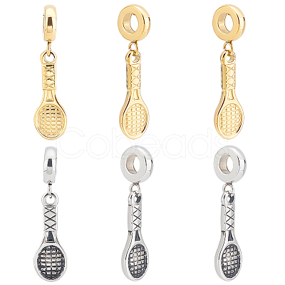 6Pcs 2 Colors 304 Stainless Steel European Dangle Charms STAS-UN0039-47-1
