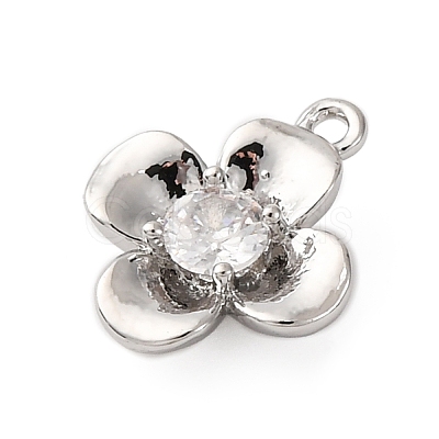 Brass Pave Clear Cubic Zirconia Charms KK-V016-20P-1