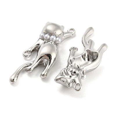 Alloy Connector Charms with ABS Plastic Imitation Pearl FIND-G062-08P-1