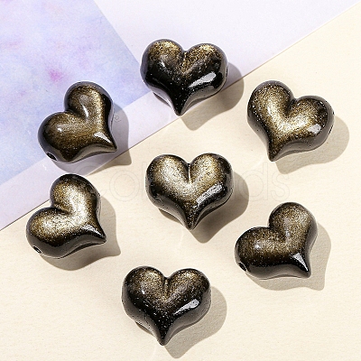 Natural Golden Sheen Obsidian Beads PW-WG54949-01-1