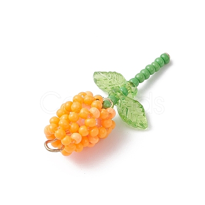 Glass Seed Beaded Rose Pendants PALLOY-MZ00959-1
