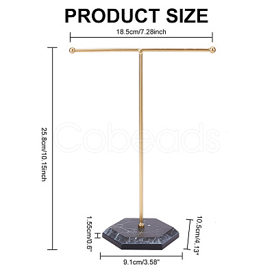 Golden Tone T Bar Iron Earring Displays Stands EDIS-WH0035-23B-1