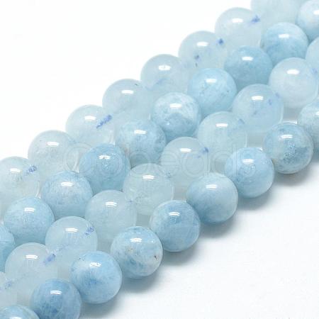 Natural Aquamarine Beads Strands G-R446-8mm-05-1