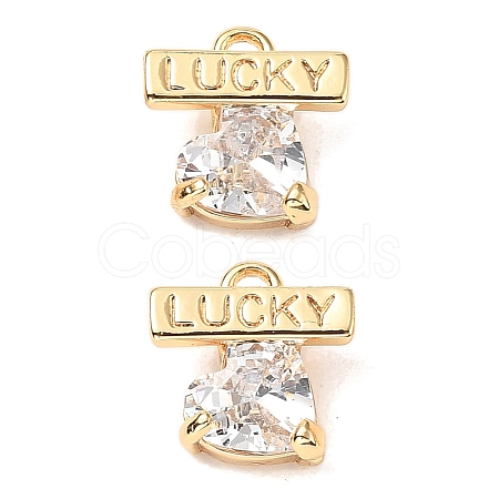 Brass Micro Pave Clear Cubic Zirconia Charm KK-A259-35G-1