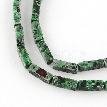 Dyed Cuboid Natural Ruby in Zoisite Gemstone Bead Strands G-R299-07-1