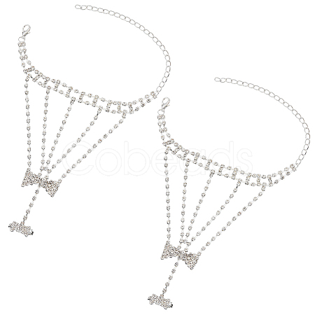 2Pcs Crystal Rhinestone Tennis Ring Bracelet BJEW-CN0001-17B-1