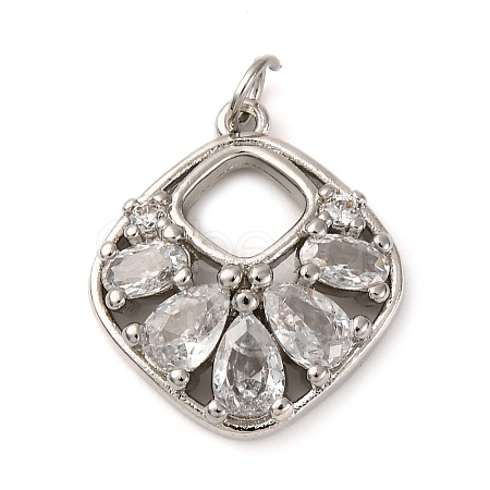 Brass Micro Pave Cubic Zirconia Pendants KK-P308-69P-1