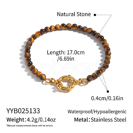 Natural Tiger Eye Rondelle Beaded Bracelets OA9565-1-1