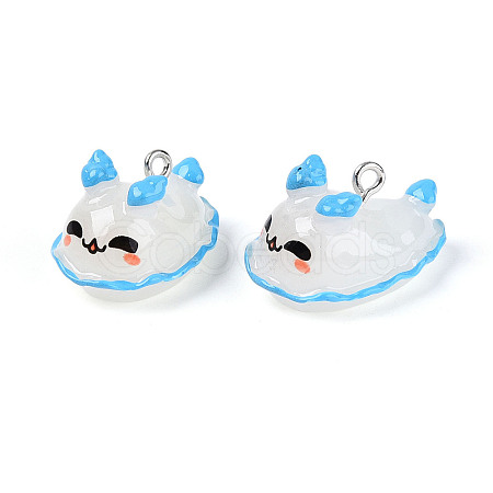 Sea Animal Theme Opaque Resin Pendants RESI-D071-04F-1