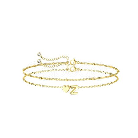 2Pcs 2 Styles Brass Beaded Bracelets & Satellite Chains Bracelets for Women FS-WG4A116-24-1