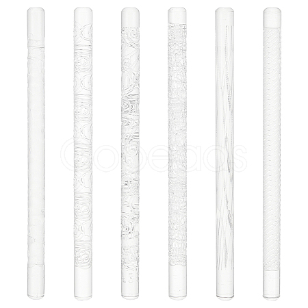 6Pcs 6 Style Acrylic Carved Rolling Pin AJEW-BC0006-51-1