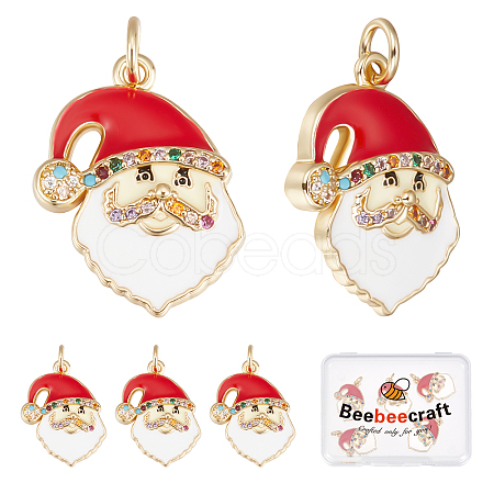 6Pcs Christmas Themed Brass Micro Pave Cubic Zirconia Pendants ZIRC-BBC0001-55-1