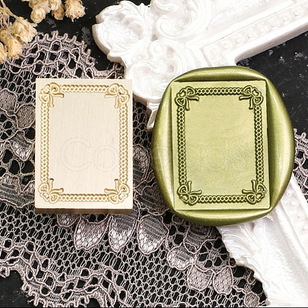 Rectangle Flower Frame Brass Stamp Heads AJEW-M037-04G-01-1