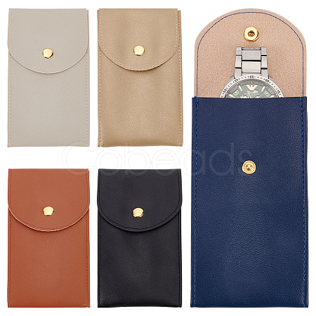 Nbeads 5Pcs 5 Colors Rectangle Imitation Leather Single Watch Storage Bag ABAG-NB0002-03-1