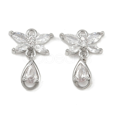 Brass Micro Pave Cubic Zirconia Pendants KK-F906-04P-1