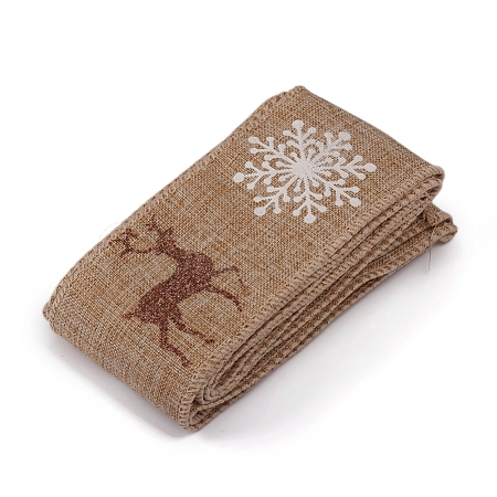 Christmas Burlap Ribbon SRIB-WH0006-15D-1