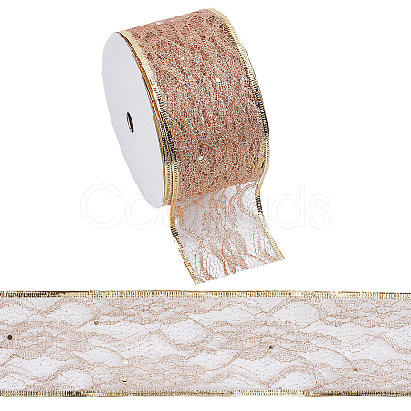 Polyester Glitter Lace Trim OCOR-WH0109-007-1