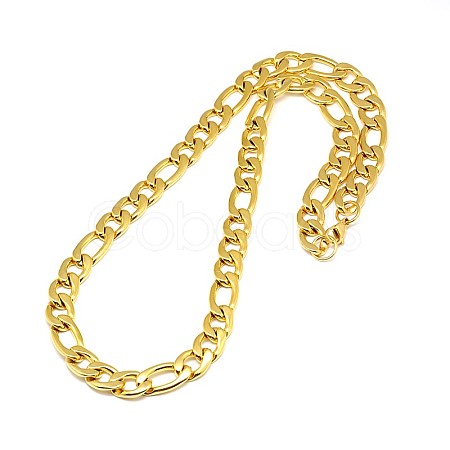Fashionable 304 Stainless Steel Figaro Chain Necklaces for Men STAS-A028-N018G-1