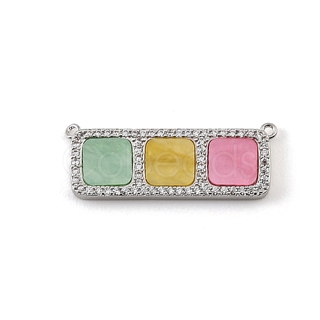 Brass Micro Pave Clear Cubic Zirconia Connector Charms CU-CBA30E8-01P-A08-1